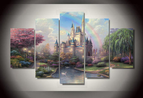 Cinderella's castle 5 Pcs Wall Canvas -  - TheLedHeroes