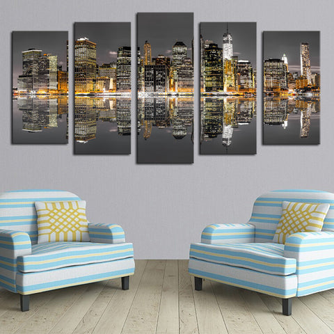 Modern City View 5 Pcs Wall Canvas -  - TheLedHeroes