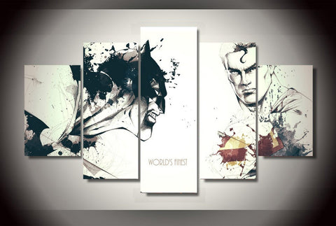 Superman and Batman 5 Pcs Wall Canvas -  - TheLedHeroes
