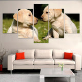 Two Cute Dogs Animals 5 Pcs Wall Canvas -  - TheLedHeroes