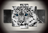 Snow Leopard Black and White 5 Pcs Wall Canvas -  - TheLedHeroes