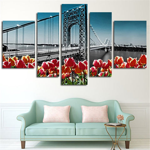 Manhattan bridge 5 Pcs Wall Canvas -  - TheLedHeroes