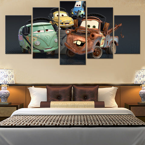 Cars cartoon 5 Pcs Wall Canvas -  - TheLedHeroes