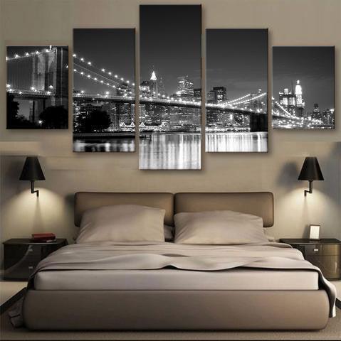 Brooklyn bridge 5 Pcs Wall Canvas -  - TheLedHeroes