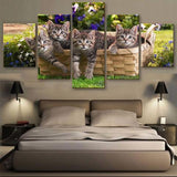 Cats in a basket 5 Pcs Wall Canvas -  - TheLedHeroes
