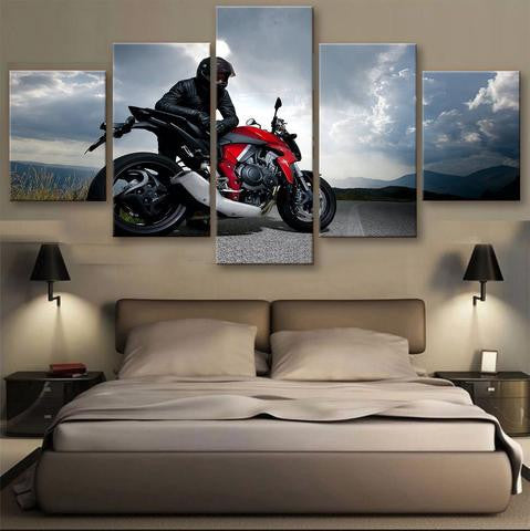 Biker 5 Pcs Wall Canvas -  - TheLedHeroes