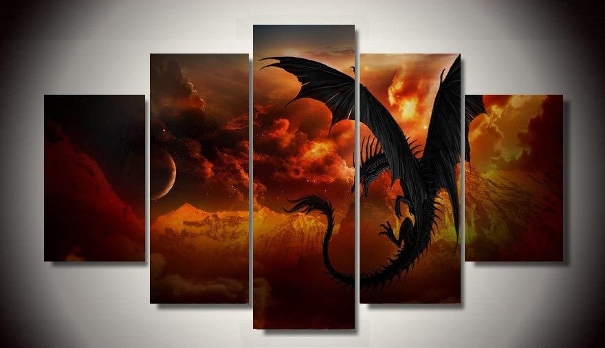 Dragon 5 Pcs Wall Canvas -  - TheLedHeroes