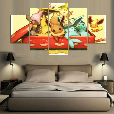 Pokemon 5 Pcs Wall Canvas -  - TheLedHeroes