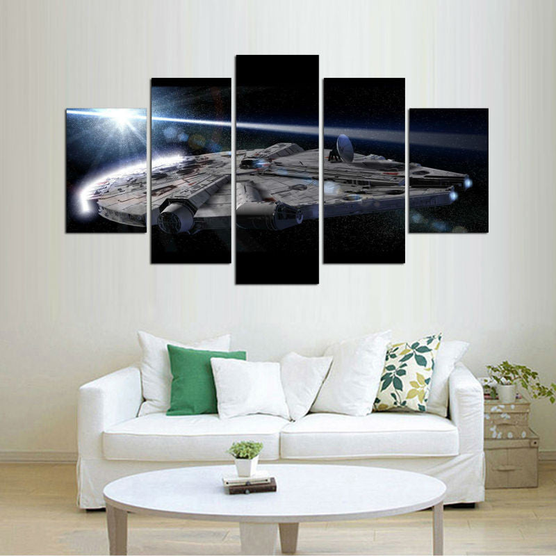 Star Wars Millenium Falcon 5 Pcs Wall Canvas -  - TheLedHeroes