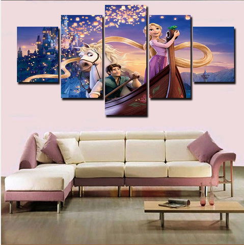 Tangled Rapunzel and Flynn 5 Pcs Wall Canvas -  - TheLedHeroes