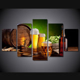 Beer barrel and bottle 5 Pcs Wall Canvas -  - TheLedHeroes