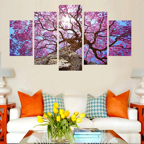 Pink tree 5 Pcs Wall Canvas -  - TheLedHeroes