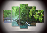 River in the forest 5 Pcs Wall Canvas -  - TheLedHeroes