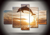 Dolphin in the ocean 5 Pcs Wall Canvas -  - TheLedHeroes