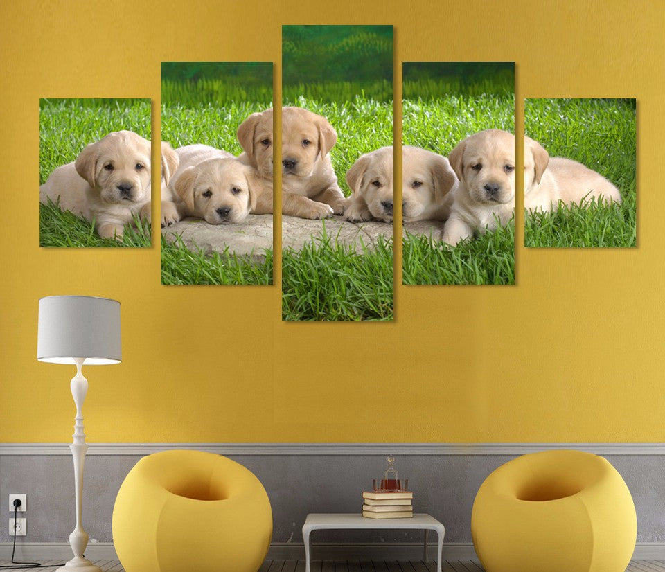 Dog puppies 5 Pcs Wall Canvas -  - TheLedHeroes