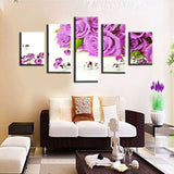 Purple Roses Flower 5 Pcs Wall Canvas -  - TheLedHeroes