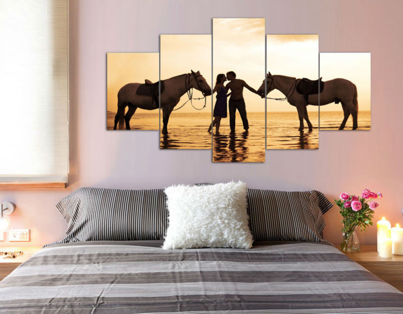 Romantic horse riding 5 Pcs Wall Canvas -  - TheLedHeroes