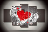 Red hearts and flowers 5 Pcs Wall Canvas -  - TheLedHeroes