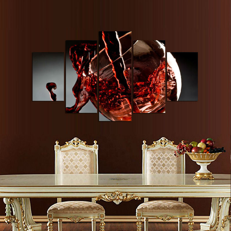 Red wine 5 Pcs Wall Canvas -  - TheLedHeroes