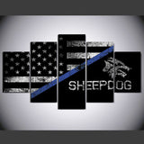 Sheepdog US flag Police 5 Pcs Wall Canvas -  - TheLedHeroes