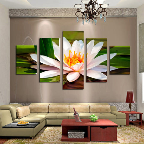 White flower 5 Pcs Wall Canvas -  - TheLedHeroes