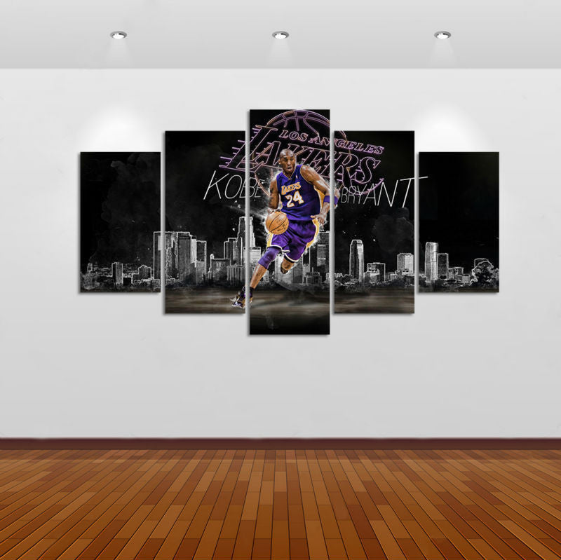 Basket-ball Kobe Bryant 5 Pcs Wall Canvas -  - TheLedHeroes