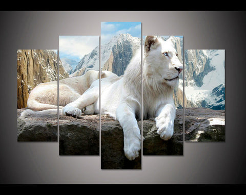 White lion 5 Pcs Wall Canvas -  - TheLedHeroes