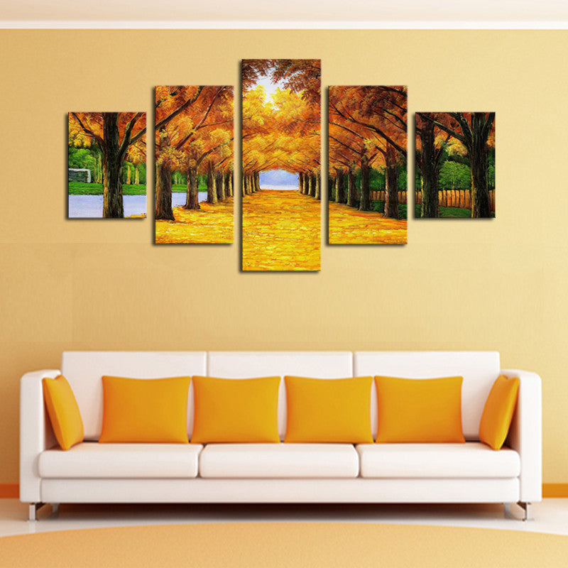 Nature Yellow Golden Trees 5 Pcs Wall Canvas -  - TheLedHeroes