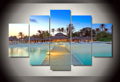 Maldive islands resort 5 Pcs Wall Canvas -  - TheLedHeroes