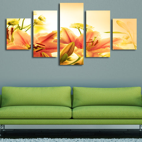 Lily flowers 5 Pcs Wall Canvas -  - TheLedHeroes