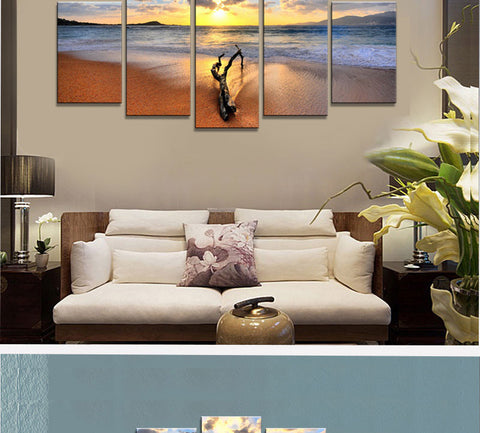 Sea Beach 5 Pcs Wall Canvas -  - TheLedHeroes