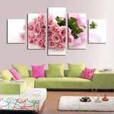 Pink Roses 5 Pcs Wall Canvas -  - TheLedHeroes