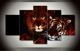 Lions and Tigers 5 Pcs Wall Canvas -  - TheLedHeroes