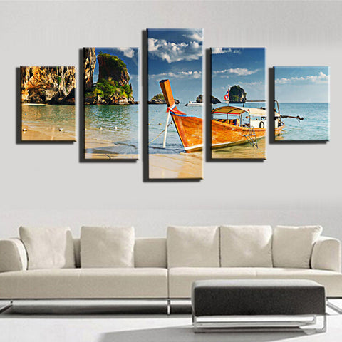 Sail Boat Paintings 5 Pcs Wall Canvas -  - TheLedHeroes