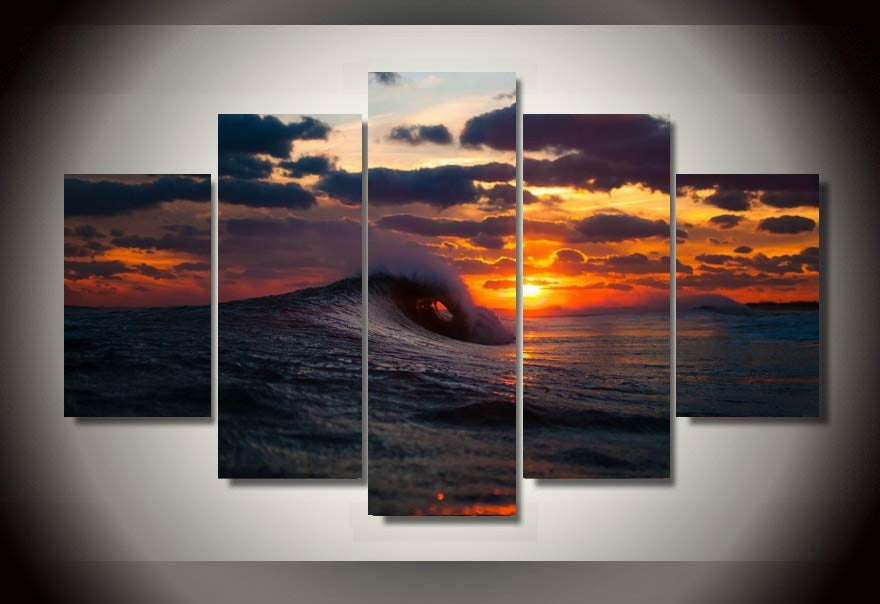 Sunbathe waves 5 Pcs Wall Canvas -  - TheLedHeroes