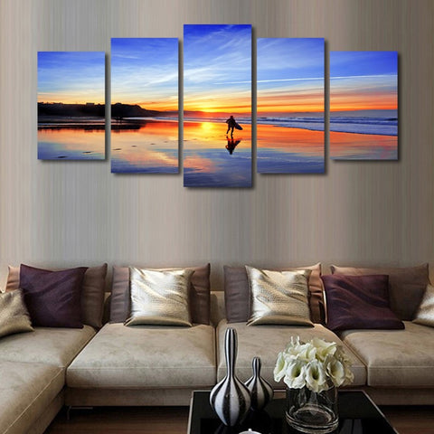 Blue Sea Landscape 5 Pcs Wall Canvas -  - TheLedHeroes