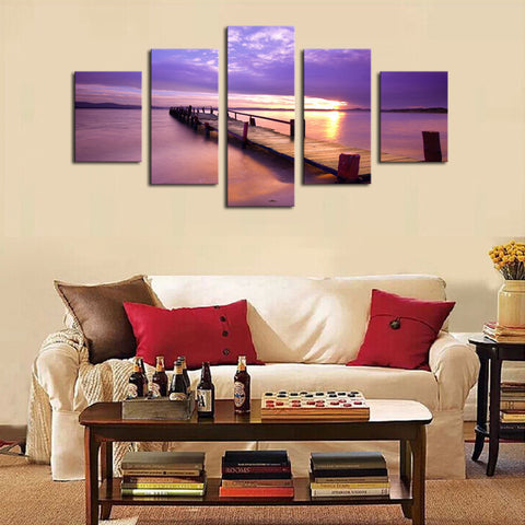 Sea View Pontoon 5 Pcs Wall Canvas -  - TheLedHeroes