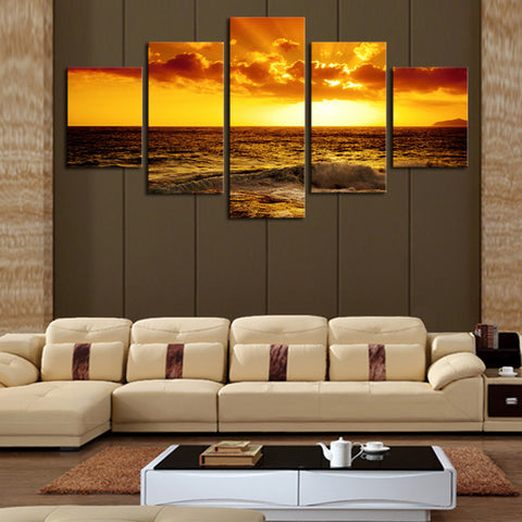 Sun Ocean Seascape 5 Pcs Wall Canvas -  - TheLedHeroes