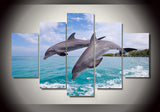 Jumping dolphins 5 Pcs Wall Canvas -  - TheLedHeroes