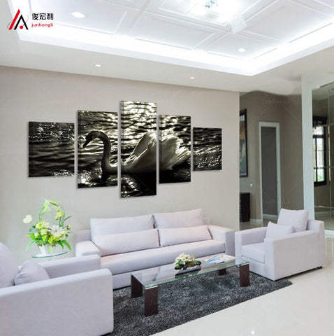 Swan Black/White 5 Pcs Wall Canvas -  - TheLedHeroes