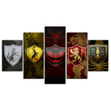 Game of Thrones Noble Houses 5 Pcs Wall Canvas -  - TheLedHeroes