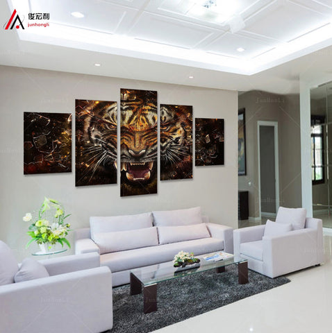 Tiger 5 Pcs Wall Canvas -  - TheLedHeroes
