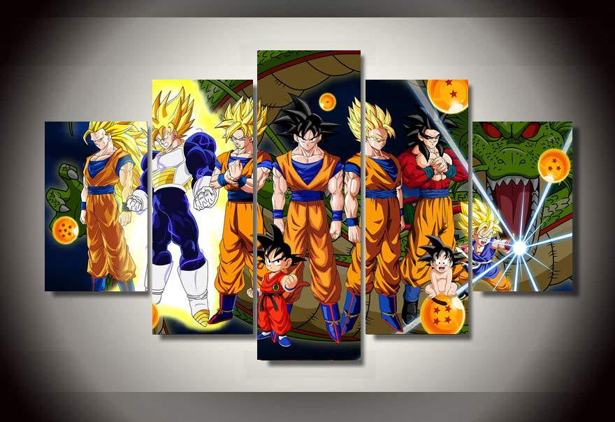 Dragon Ball Z 5 Pcs Wall Canvas -  - TheLedHeroes