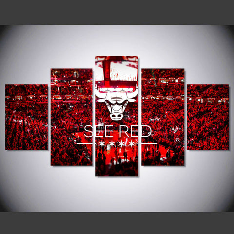 See Red Chicago Bulls 5 Pcs Wall Canvas -  - TheLedHeroes