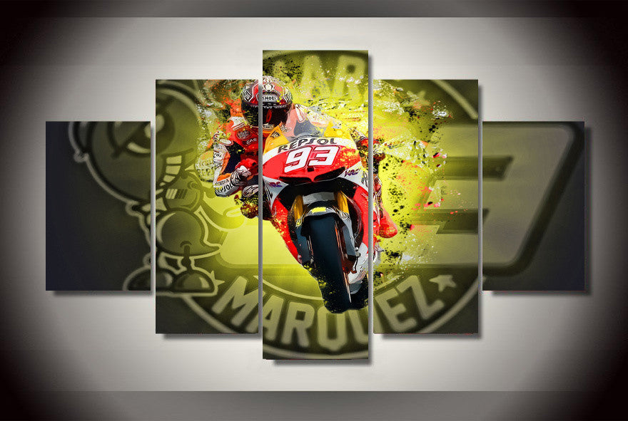 Marc Marquez 93 MotoGP 5 Pcs Wall Canvas -  - TheLedHeroes