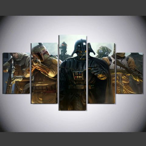 Star Wars Vador/Fett 5 Pcs Wall Canvas -  - TheLedHeroes