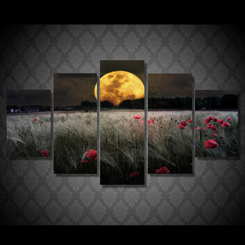 Moonlight flowers 5 Pcs Wall Canvas -  - TheLedHeroes