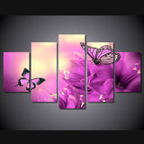 Pink Butterfly 5 Pcs Wall Canvas -  - TheLedHeroes