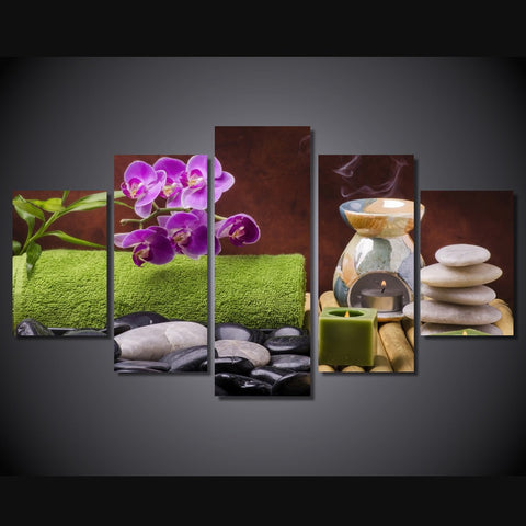 Pink orchid Group 5 Pcs Wall Canvas -  - TheLedHeroes