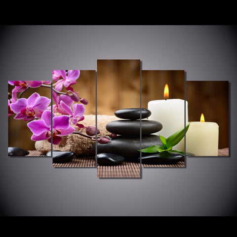 Phalaenopsis pink candle 5 Pcs Wall Canvas -  - TheLedHeroes